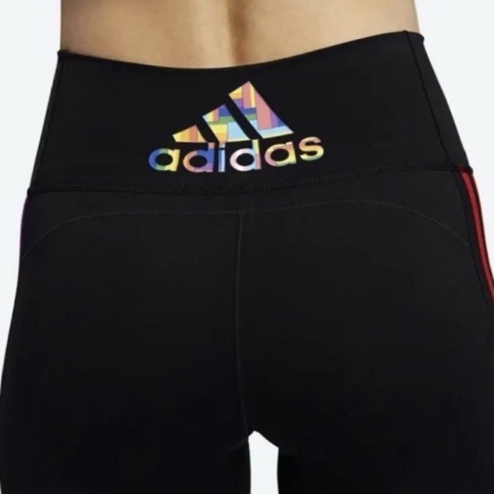 ADIDAS Pride Believe This 2.0 Leggings 1X 3-Stripes Rainbow 7/8 Length - Picture 4 of 14